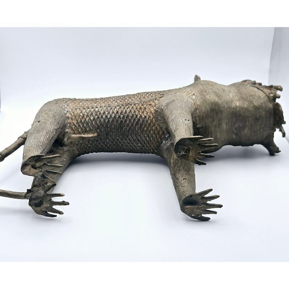 VTG African Rare Vintage Bronze Benin Tiger/Warthog Sculpture - Picture 6 of 15